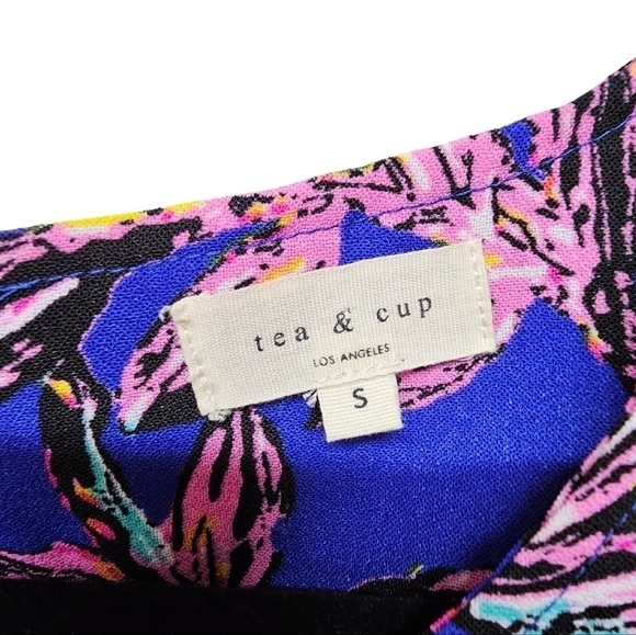 Tea & Cup Cobalt Blue & Pink Floral Shift Dress - Picture 3 of 9
